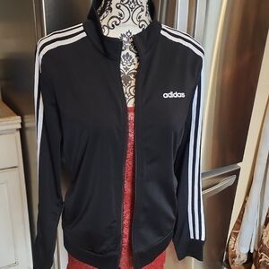 Adidas Women's Black Bomber Jacket with White Stripes